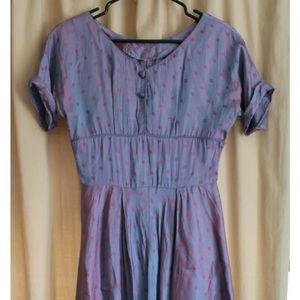 Vintage 1950's Knee Length Dress Handmade Iridescent Blue Purple Pink Diamonds